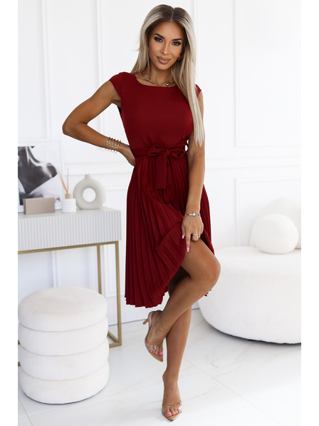 numoco Плисирана рокля с къс ръкав - бордо Numoco LILA