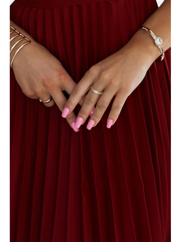 numoco Плисирана рокля с къс ръкав - бордо Numoco LILA