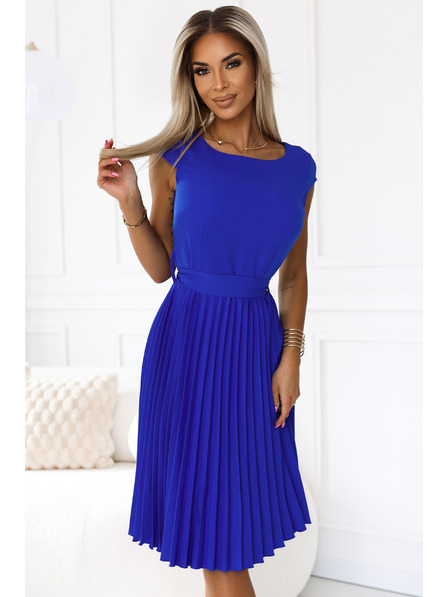 numoco Плисирана рокля с къс ръкав - синя Numoco LILA