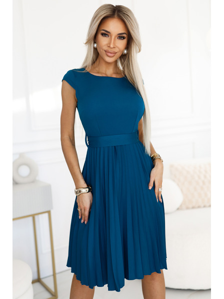 numoco Класическа рокля с къс ръкав и колан Numoco