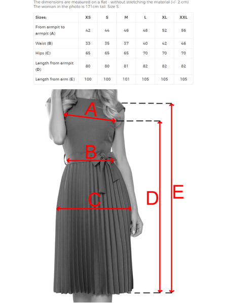 numoco LILA Плисирана рокля с къс ръкав и колан - сиво