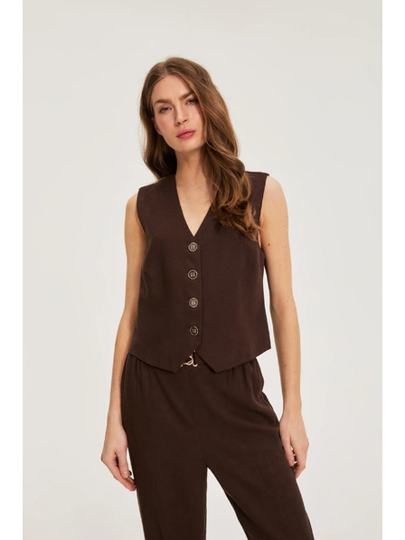 Moodo Жилетка със съдържание на лен кафява Moodo