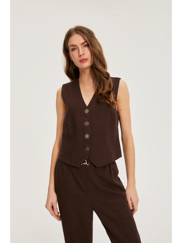 Moodo Жилетка със съдържание на лен кафява Moodo