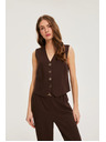 Moodo Жилетка със съдържание на лен кафява Moodo