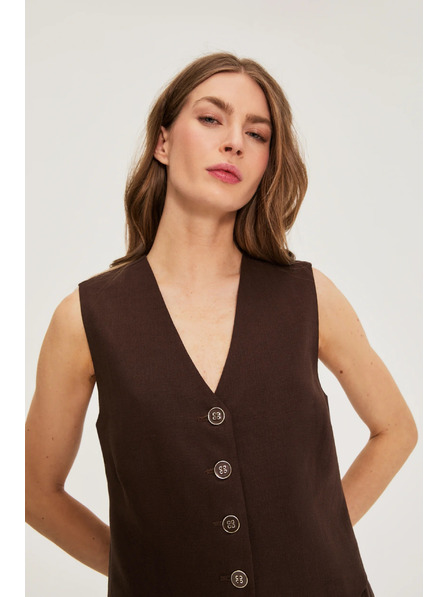 Moodo Жилетка със съдържание на лен кафява Moodo