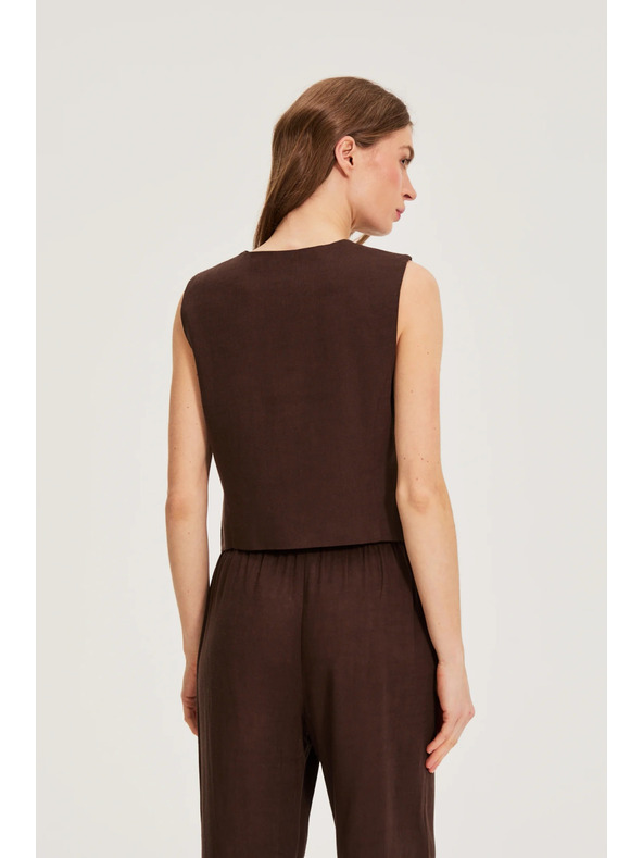 Moodo Жилетка със съдържание на лен кафява Moodo