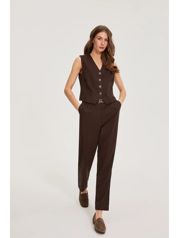 Moodo Панталони със съдържание на лен кафяви Moodo