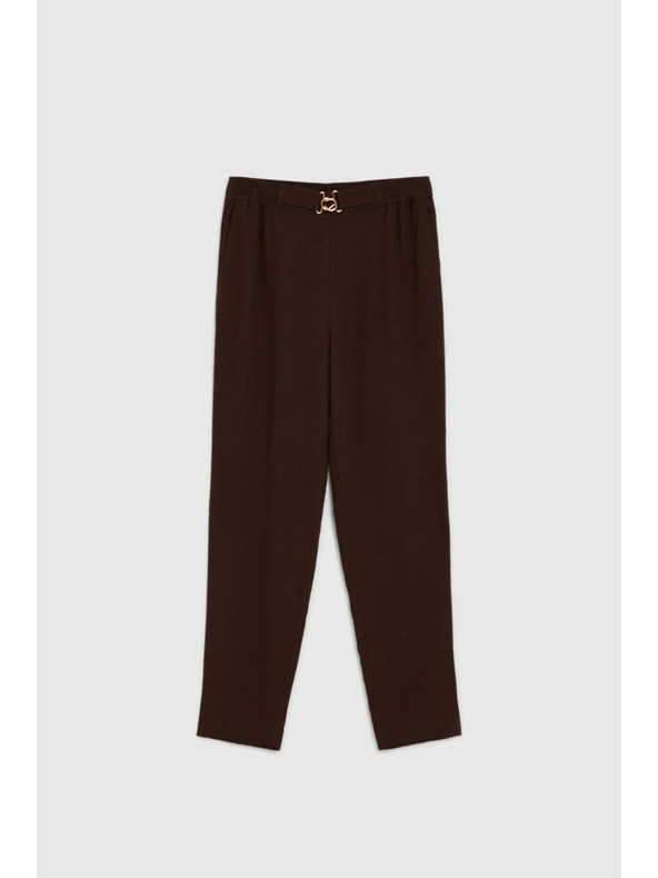 Moodo Панталони със съдържание на лен кафяви Moodo