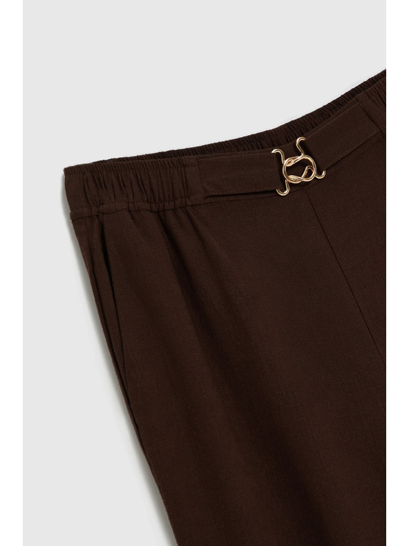 Moodo Панталони със съдържание на лен кафяви Moodo