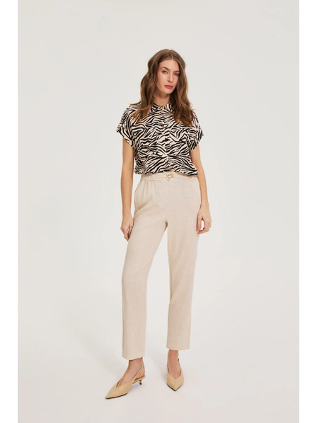 Moodo Панталони със съдържание на лен бежови Moodo