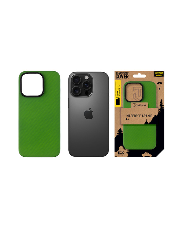 Tactical Tactical MagForce Aramid Защитен калъф за Apple iPhone 16 Pro Green Toad