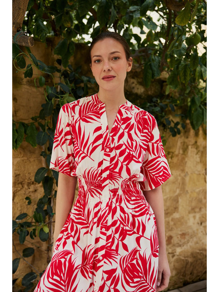 Moodo Вискозна миди рокля червена Moodo