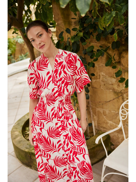 Moodo Вискозна миди рокля червена Moodo