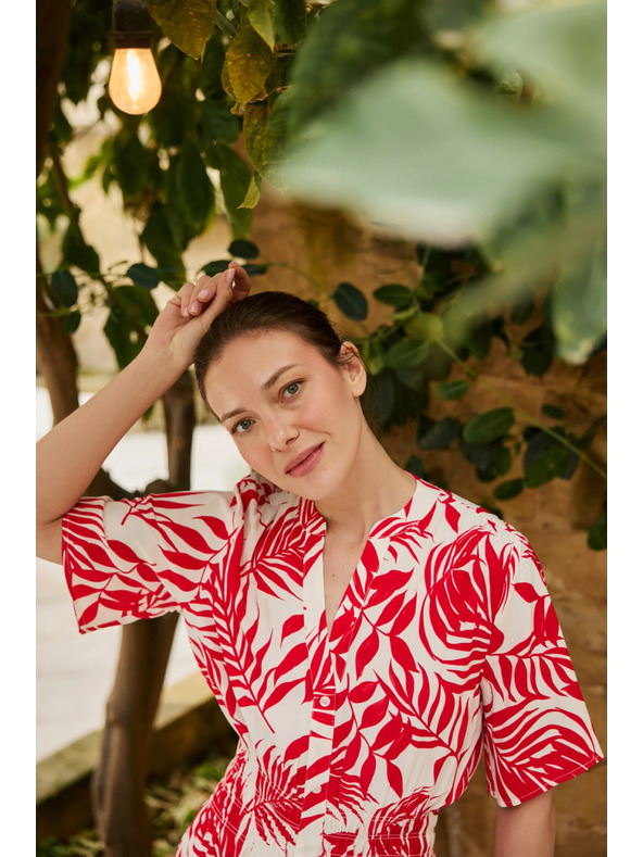 Moodo Вискозна миди рокля червена Moodo