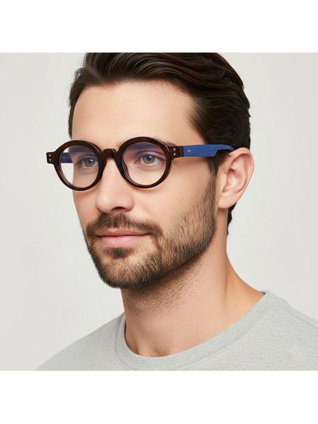 VEYREY VeyRey лимонки слънчеви очила Parpen синя рамка прозрачни стъкла