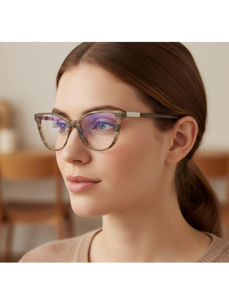 VEYREY VeyRey дамски cat-eye дамски очила блокиращи синята светлина Micrail кафява рамка чисти стекла