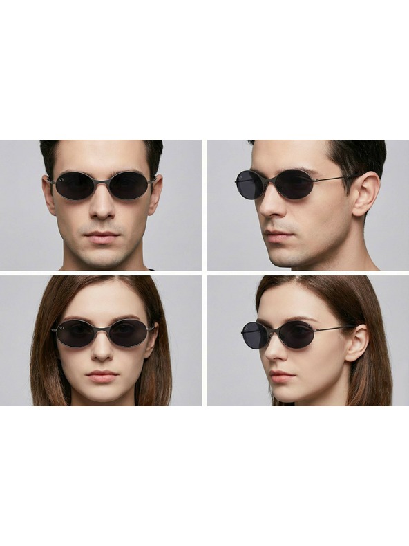 VEYREY VeyRey овални поляризирани слънчеви очила Pemu черна рамка черни стъкла