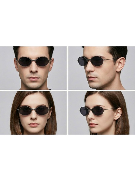 VEYREY VeyRey овални поляризирани слънчеви очила Pemu черна рамка черни стъкла