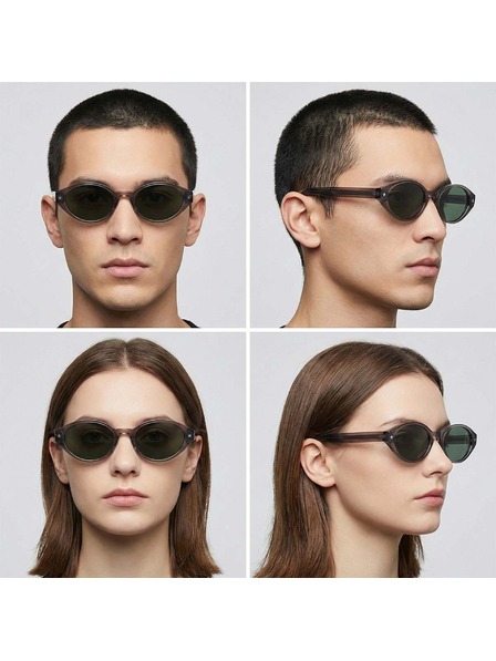 VEYREY VeyRey дамски cat-eye ацетатни поляризирани слънчеви очила Aest прозрачна рамка зелени стъкла
