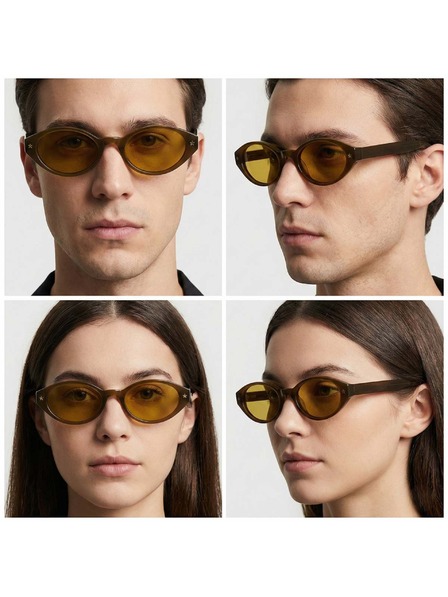 VEYREY VeyRey дамски cat-eye ацетатни поляризирани слънчеви очила Aest кафява рамка жълти стъкла