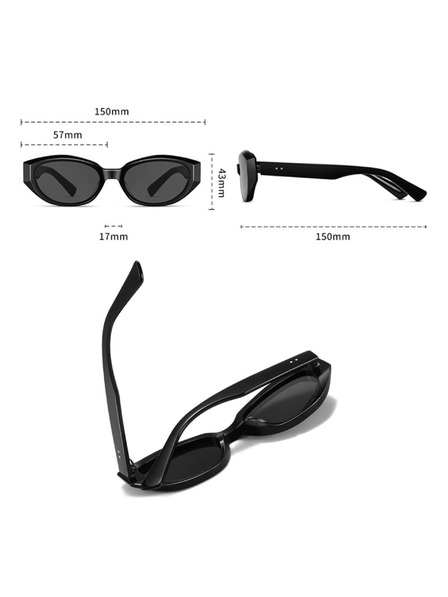 VEYREY VeyRey дамски cat-eye ацетатни слънчеви очила Sublepp черна рамка черни стъкла