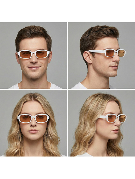 VEYREY VeyRey квадратни слънчеви очила Nonmock бяла рамка жълти стъкла