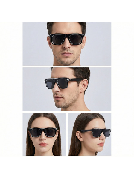 VEYREY VeyRey квадратни ацетатни поляризирани слънчеви очила Crawier черна рамка черни стъкла