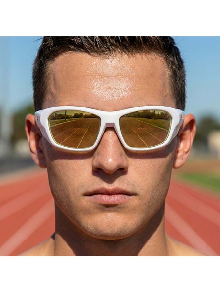 VEYREY VeyRey спортни поляризирани слънчеви очила Borned бяла рамка златни стъкла