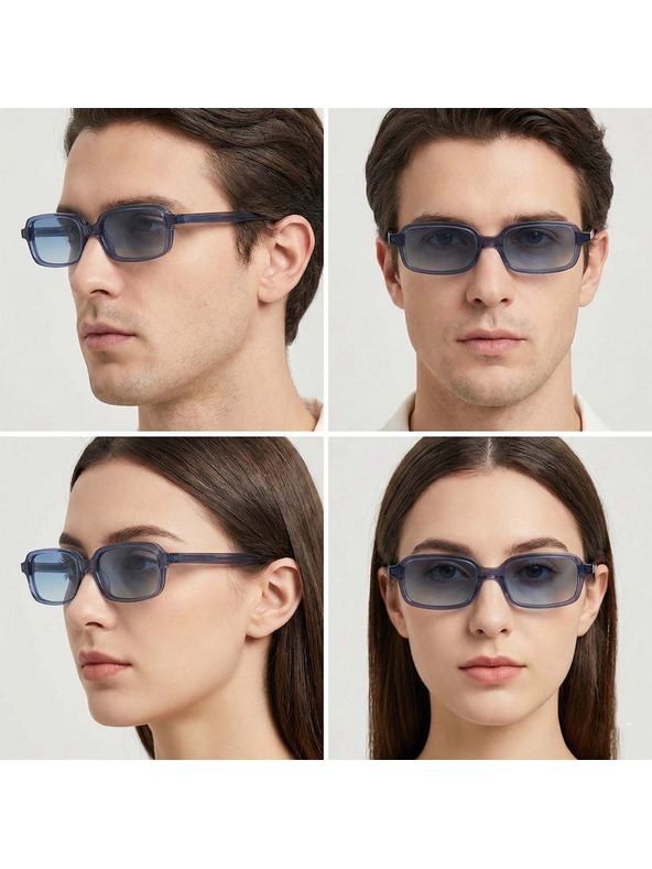 VEYREY VeyRey квадратни ацетатни поляризирани слънчеви очила Ogo синя рамка синя стъкла