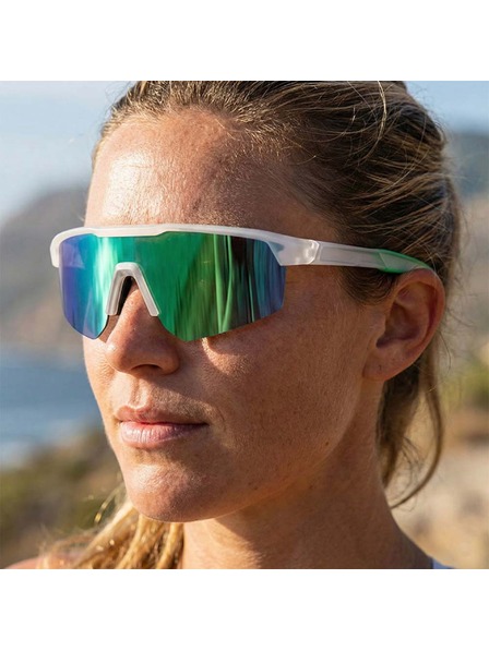 VEYREY VeyRey спортни поляризационни слънчеви очила Monoal бял ръб зелени стъкла