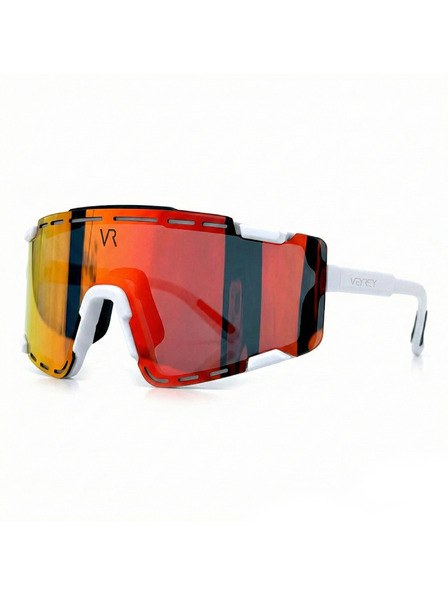 VEYREY VeyRey спортни слънчеви очила Semihoof бял ръб червени стъкла