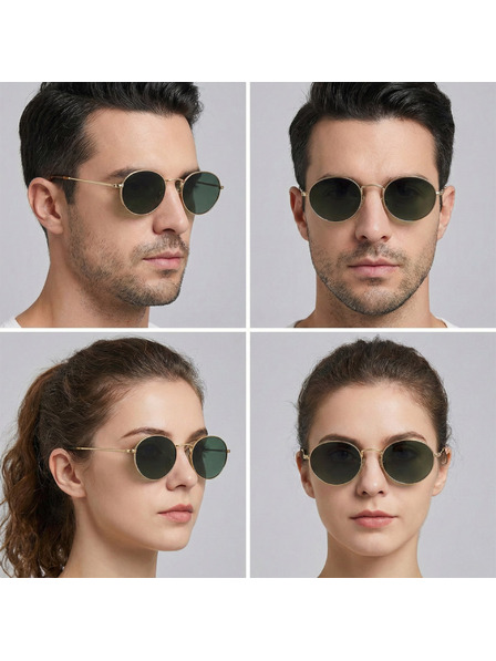 VEYREY VeyRey лимонки ацетатни поляризационни слънчеви очила Wabame златен ръб зелени стъкла
