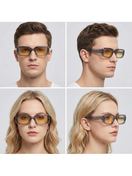 VEYREY VeyRey квадратни ацетатни поляризационни слънчеви очила Xep прозрачен ръб жълти стъкла