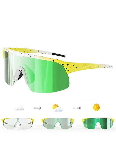 VEYREY VeyRey спортни фотохромни слънчеви очила Endank жълта рамка зелени лещи