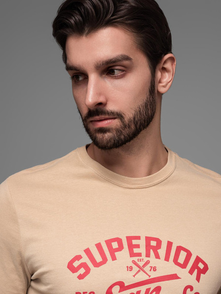 Ombre Clothing Бежова мъжка тениска Ombre Clothing