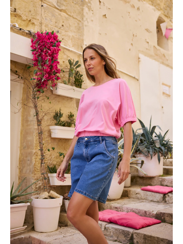 Moodo Блуза с издутини ръкави розова Moodo