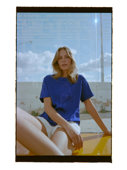 Moodo Блуза от памук синя Moodo