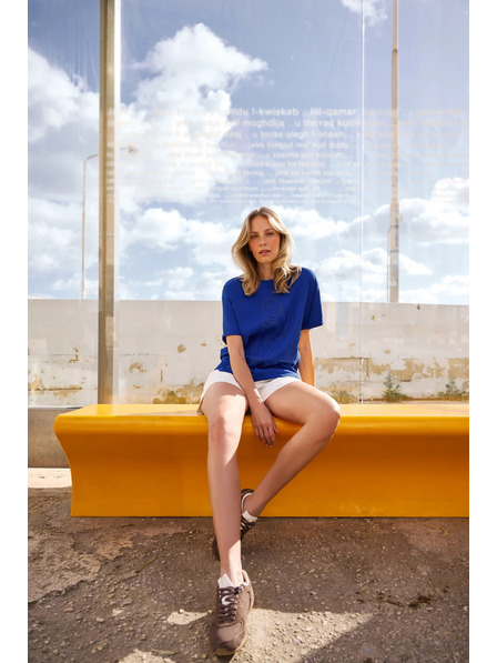 Moodo Блуза от памук синя Moodo