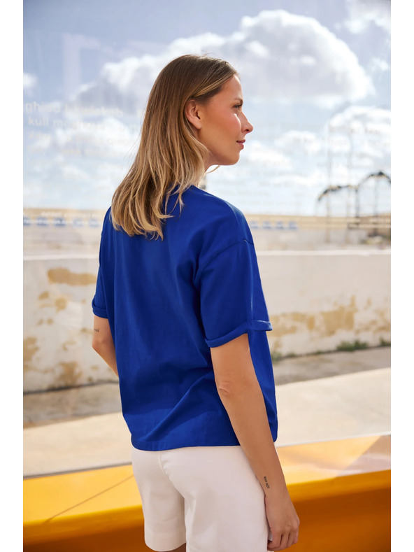 Moodo Блуза от памук синя Moodo