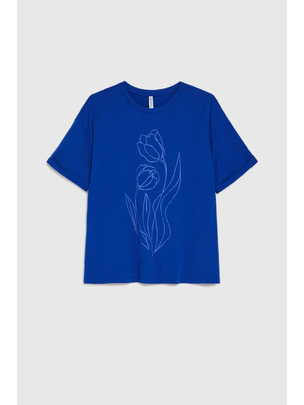 Moodo Блуза от памук синя Moodo