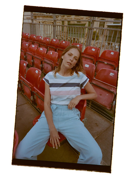 Moodo Тишърт с ивици син Moodo