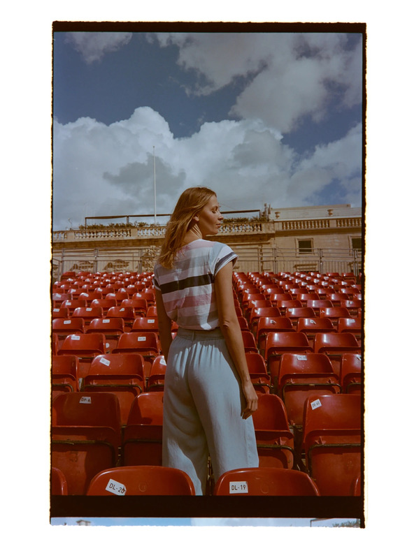 Moodo Тишърт с ивици син Moodo