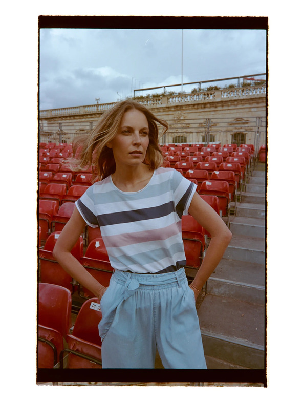 Moodo Тишърт с ивици син Moodo