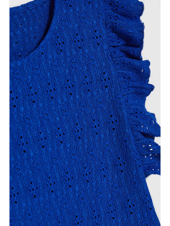 Moodo Блуза с воланчета на ръкавите синя Moodo