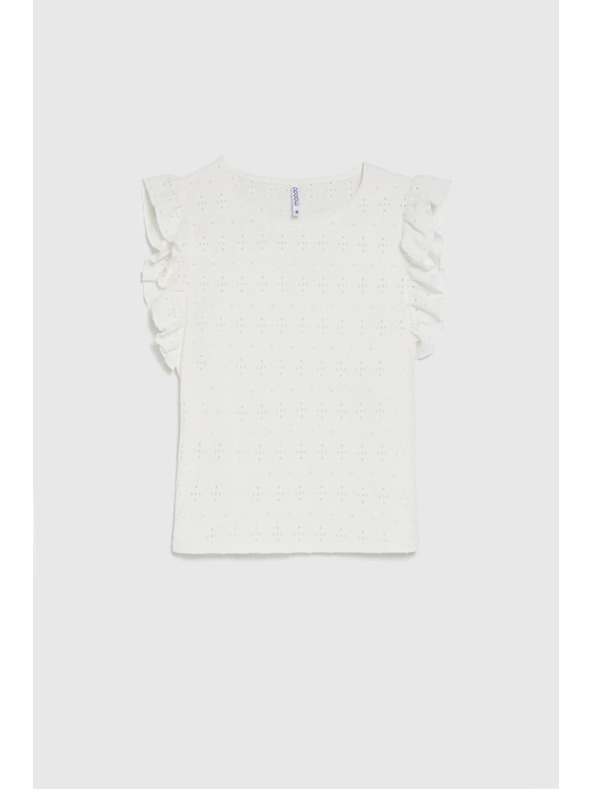 Moodo Блуза с воланчета на ръкавите бяла Moodo