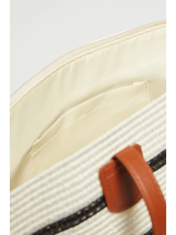 Moodo Чанта с ивици бяла Moodo