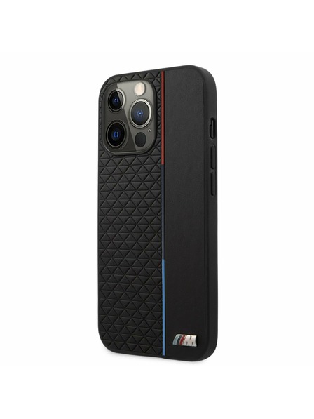 BMW BMW PU Triangles Tricolor Line Заден протектор за iPhone 13 Pro Max Black