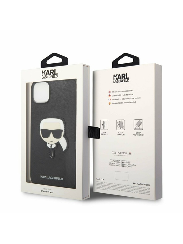 Karl Lagerfeld Karl Lagerfeld PU Saffiano Karl Head Заден протектор за iPhone 14 Plus Black