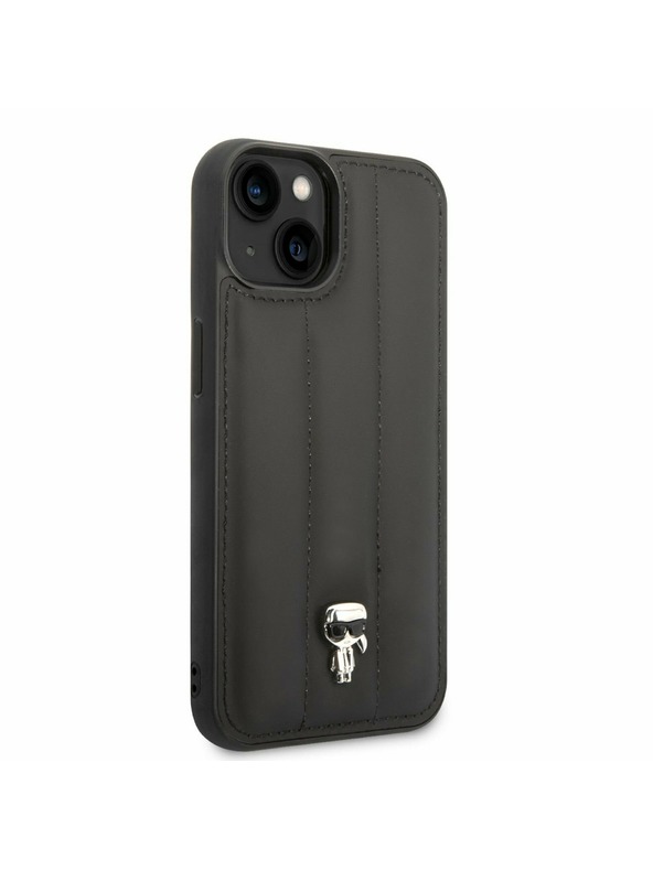 Karl Lagerfeld Karl Lagerfeld Quilted Puffy Ikonik Logo Заден протектор за iPhone 14 Plus Black