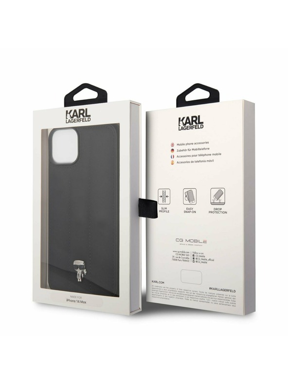 Karl Lagerfeld Karl Lagerfeld Quilted Puffy Ikonik Logo Заден протектор за iPhone 14 Plus Black